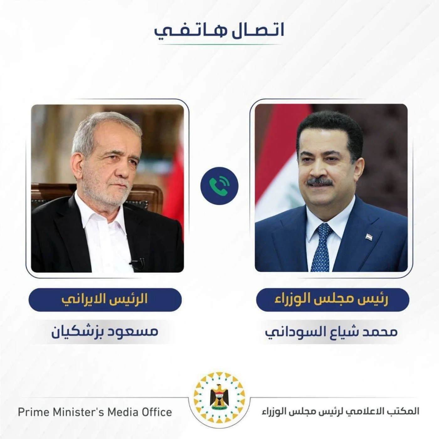 السوداني يتلقى اتصالاً هاتفياً من بزشكيان: مباركة للفوز.. وحديث عن العلاقات 