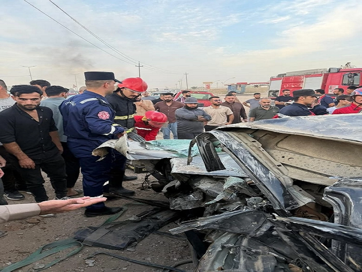 7 قتلى ومصابين باصطدام على طريق بغداد كركوك (صور)