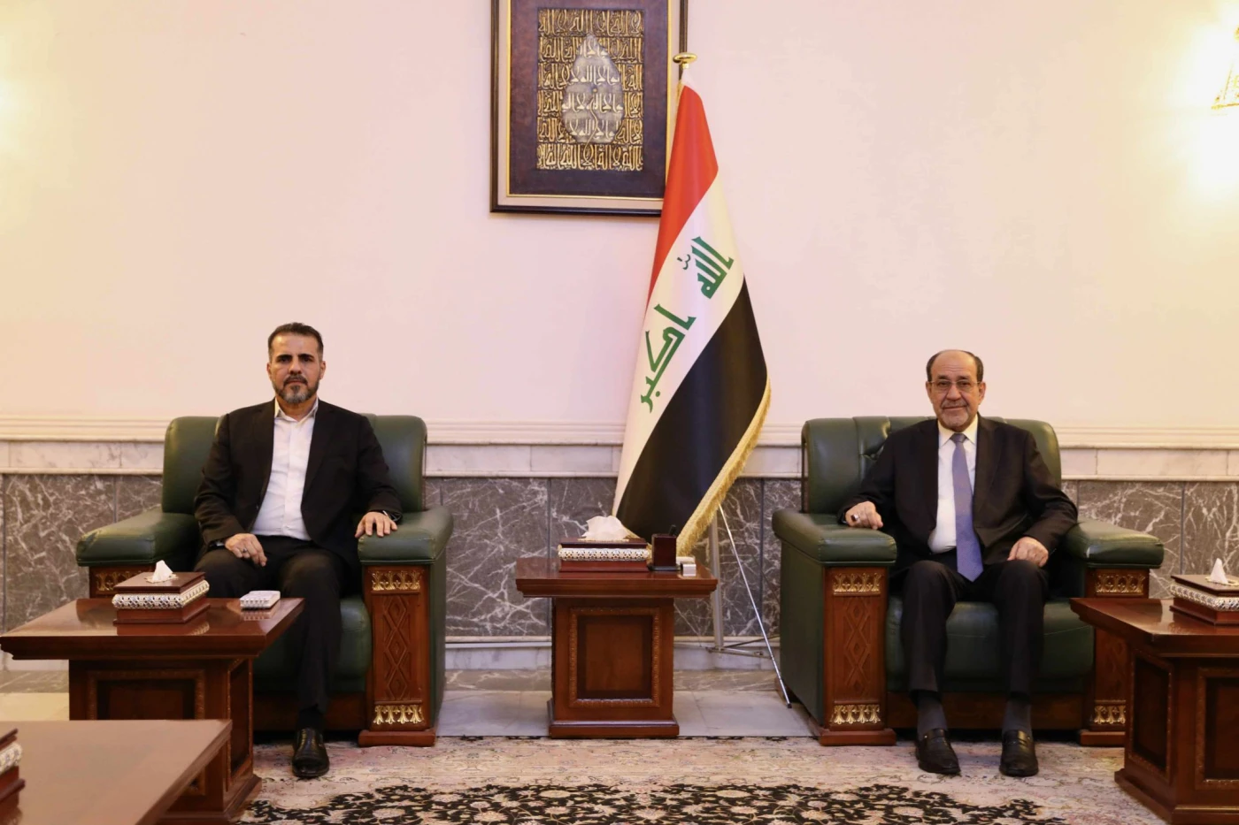 حسين مؤنس في منزل نوري المالكي: "بحث الرسائل السياسية بعد الانتخابات"