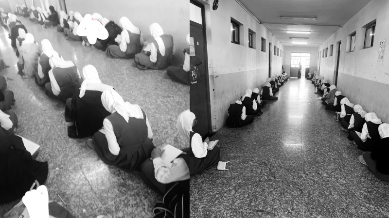 صور| الاكتظاظ يطوّق مدرسة بالبصرة… الطالبات يدرسن بالممرات والتربية ترفض التقسيم