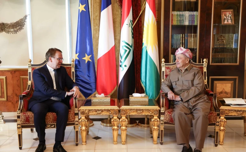 الانتخابات وخلافات بغداد وأربيل على طاولة مسعود بارزاني والسفير الفرنسي لدى العراق